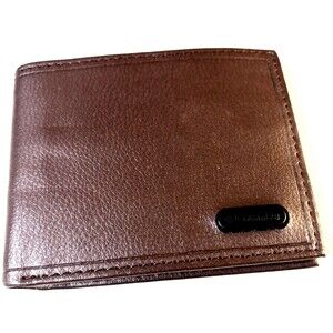 COLUMBIA Men's Genuine Coated Leather BIFOLD Wallet ~ BROWN